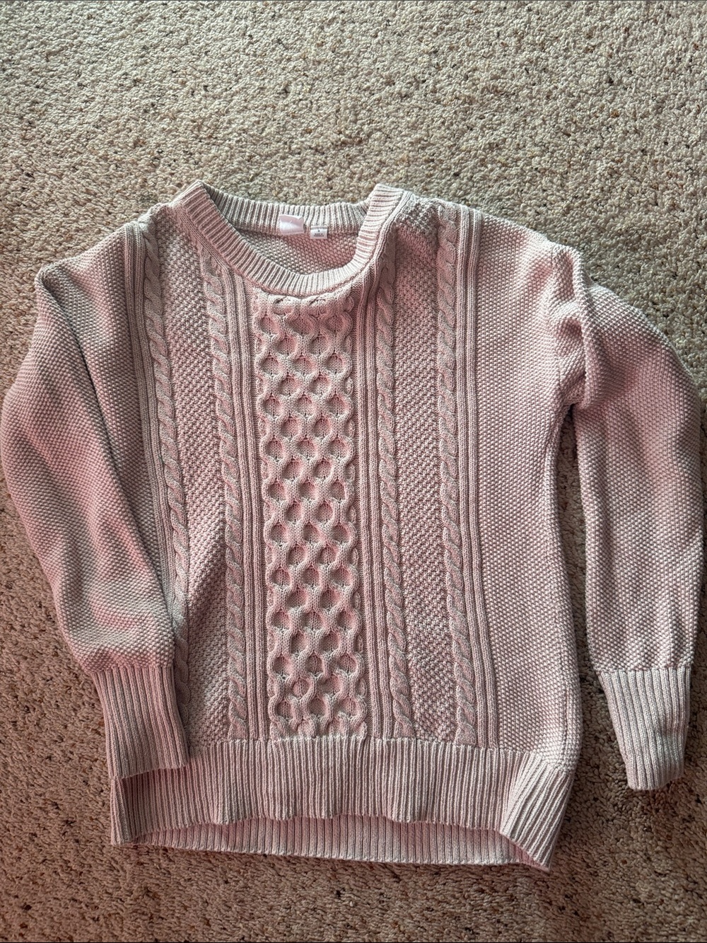 GAP Light Pink Cable Crew Neck Sweater